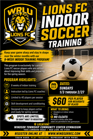 Lions FC Travel Soccer Training Winter